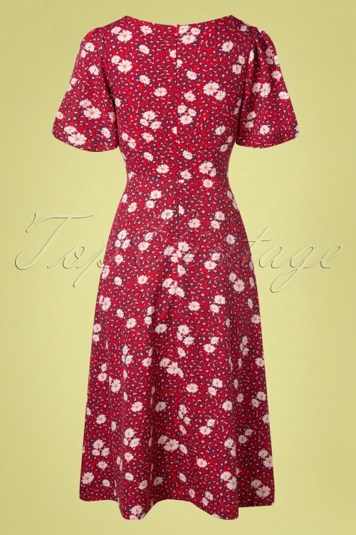 Louche - Nadine Roaring Daisy jurk in rood 3