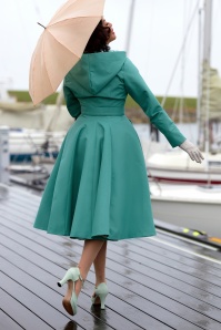 Miss Candyfloss - 50s Luelle Kat Swing Trenchcoat in Teal 4