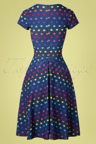 Vintage Chic for Topvintage - Amor Hearts Swing Dress Années 50 en Bleu Marine 2