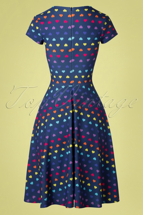 Vintage Chic for Topvintage - Amor Hearts Swing Dress Années 50 en Bleu Marine 2