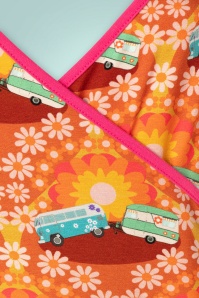 Tante Betsy - Happy Camper maxi overslag jurk in oranje 3