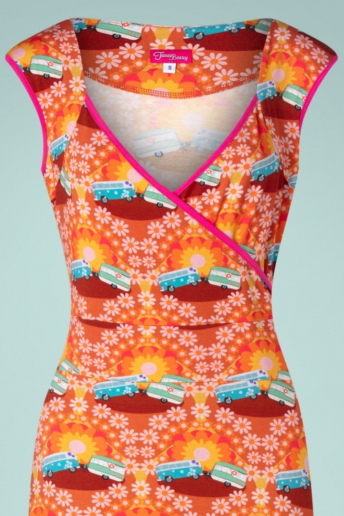 Tante Betsy - 70s Happy Camper Maxi Cross Dress in Orange 2