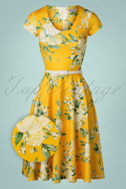 vintage yellow floral dress