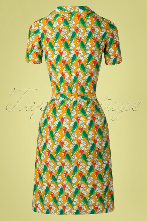 Bakery Ladies - 60s Tulsa Parrot Sundeck Polo Dress in Mustard 2