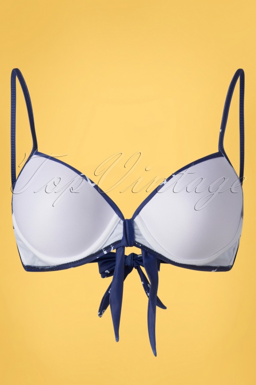 Belsira - Anchor Bikini Top Années 50 en Bleu et Blanc 4
