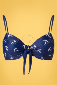 Belsira - 50s Anchor Bikini Top in Blue and White