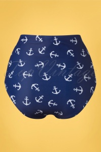 Belsira - Anchor bikinibroekje met hoge taille in blauw en wit 3