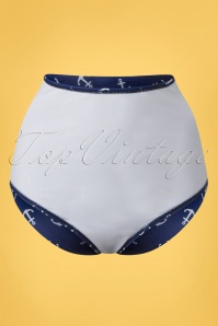 Belsira - Anchor bikinibroekje met hoge taille in blauw en wit 4