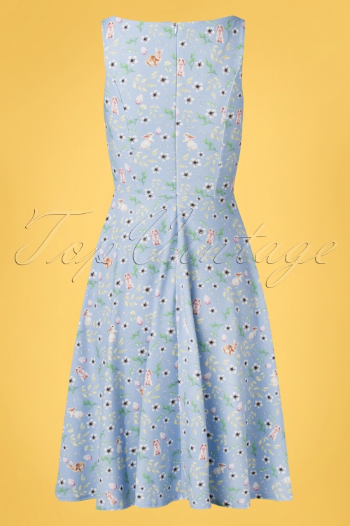 Vintage Chic for Topvintage - Frederique Bunny Swing Kleid in Blau 2