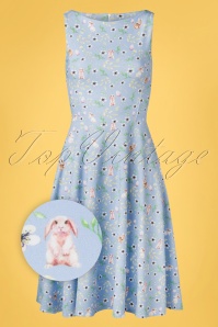 Vintage Chic for Topvintage - Frederique Bunny Swing Dress Années 50 en Bleu