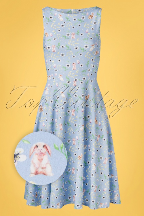 Vintage Chic for Topvintage - Frederique Bunny swingjurk in blauw