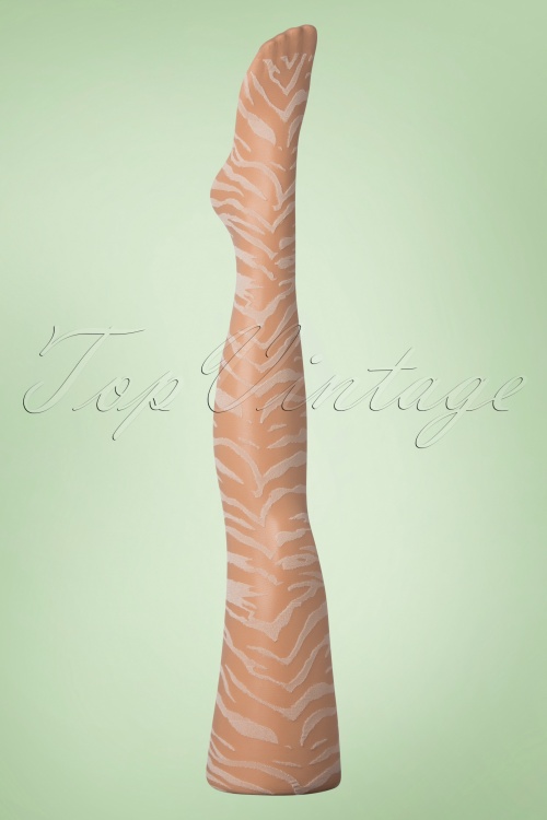 Fiorella - Tigris Strumpfhose in Weiß und Beige 2