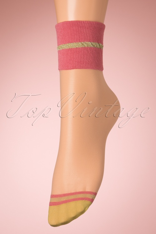 Fiorella - Posh Socks in Beige and Dusty Rose