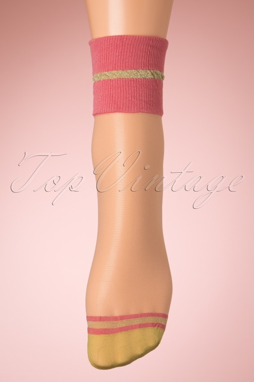 Fiorella - Posh sokken in beige en dusty roze 2