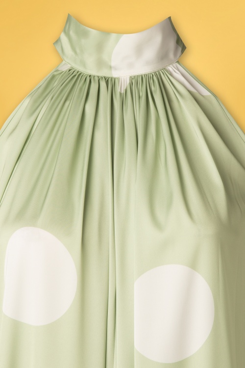 Md'M - Bibi Big Polkadot Maxi Dress Années 70 en Vert 3