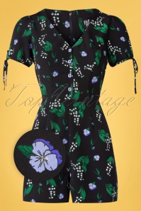 Bunny - 50s Good Luck Playsuit in Black