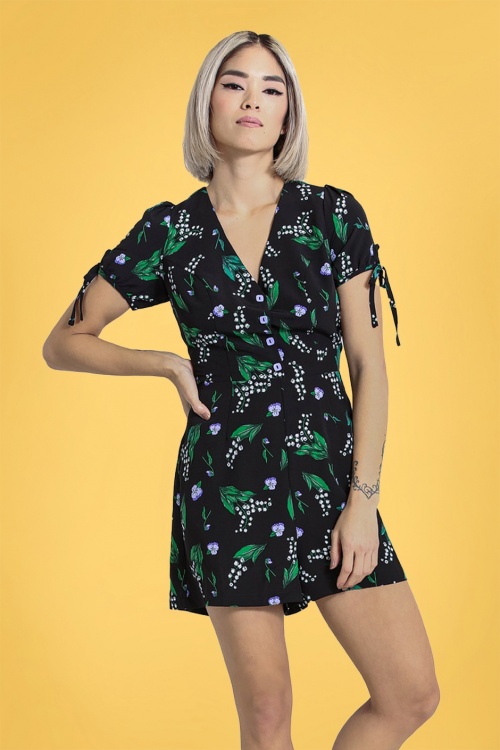 Bunny - 50s Good Luck Playsuit in Black 2