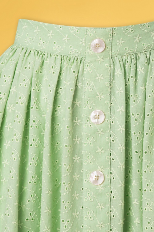 Hell Bunny 42953 Skirt Green Flowers 220318 602W