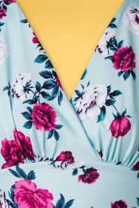 Vintage Chic for Topvintage - Hanna bloemen swingjurk in lichtblauw 4