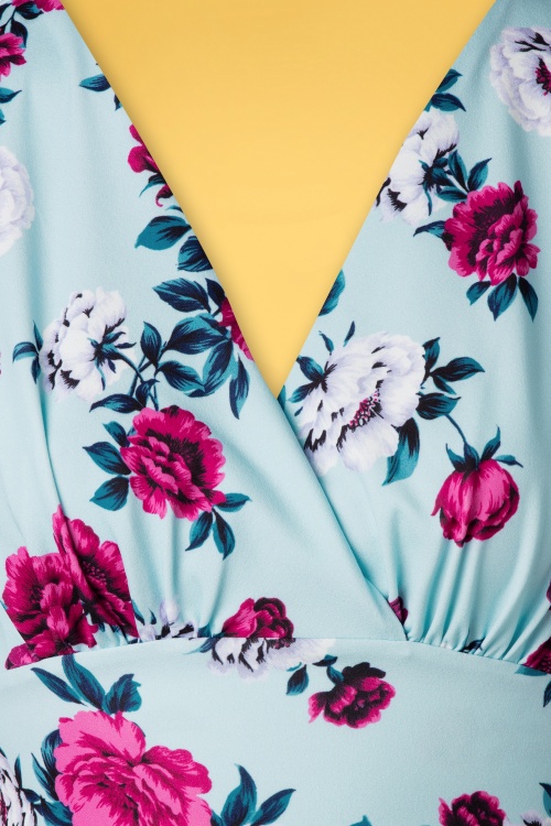 Vintage Chic for Topvintage - Hanna Floral Swing Dress Années 50 en Bleu Pâle 4