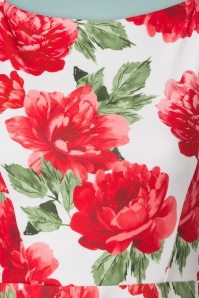 Vintage Chic for Topvintage - Frederique Blumen Swing Kleid in Weiß und Rot 4