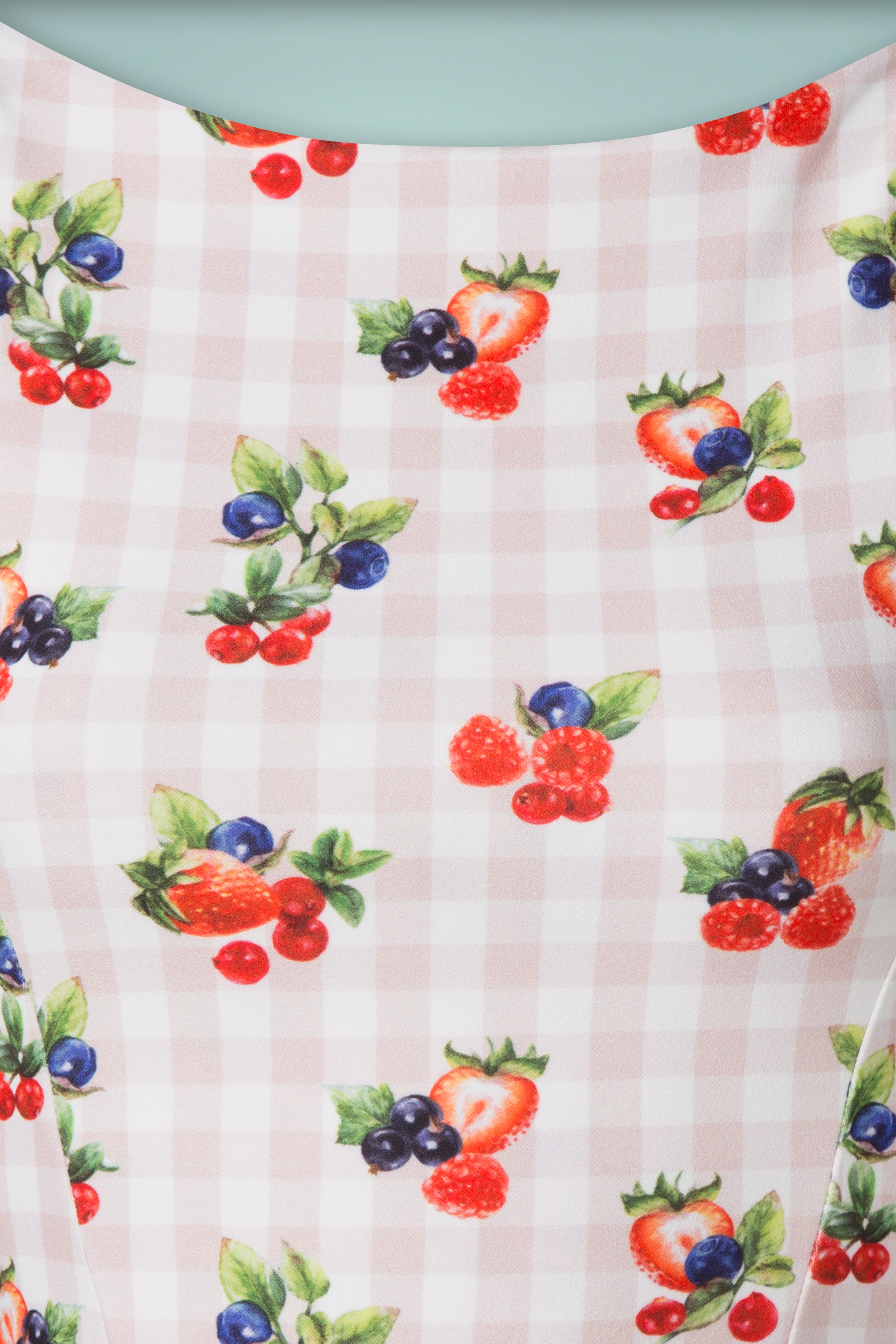 Vintage Chic for Topvintage - Frederique Gingham Fruits swingjurk in roze 4