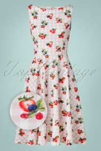 Vintage Chic for Topvintage - Frederique Gingham Fruits Swing Dress Années 50 en Rose