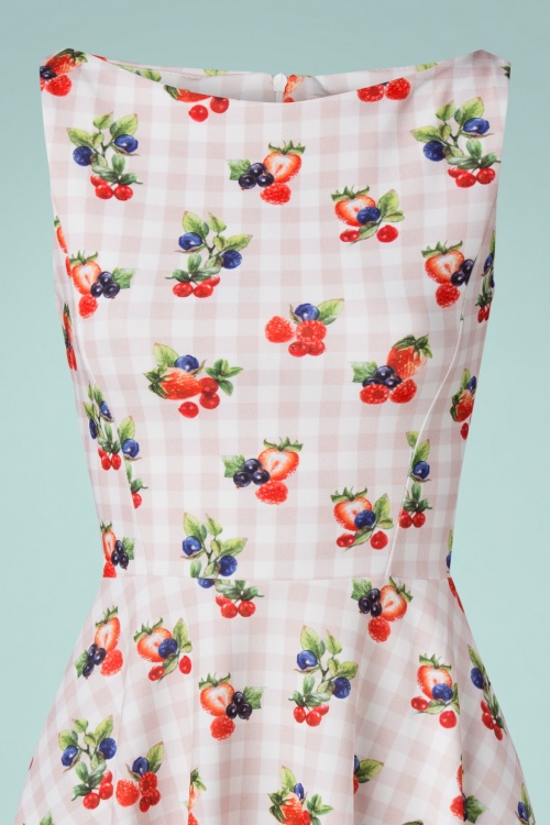 Vintage Chic for Topvintage - 50s Frederique Gingham Fruits Swing Dress in Pink 3