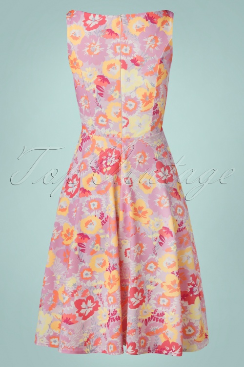 Vintage Chic for Topvintage - Frederique Blumen Swing Kleid in Pink 2