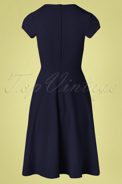 Vintage Chic for Topvintage - Vicky Swing Dress Années 50 en Bleu Marine 4