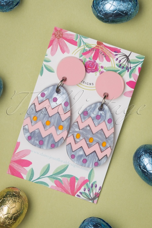 Daisy Jean - Easter Egg Earrings en Rose Pastel et Lavande 2