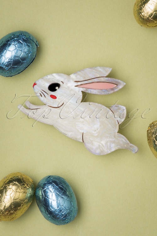 Daisy Jean - White Easter Rabbit Brooch