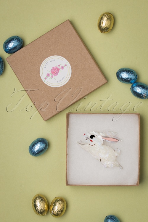 Daisy Jean - White Easter Rabbit Brooch 2