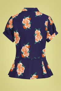 Collectif Clothing - 40s Mary Grace Floral Blouse in Navy 4