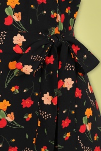 Collectif Clothing - Sunny Ditsy Tulip Bloom maxi jurk in zwart 4
