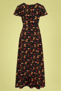 Collectif Clothing - 60s Sunny Ditsy Tulip Bloom Maxi Dress in Black 5