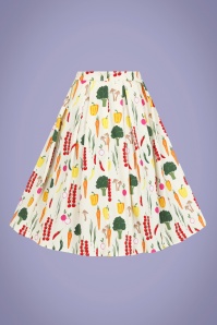 Collectif Clothing - Marilu Vegetable Medley Swing Skirt Années 50 en Crème 2