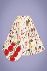 Collectif Clothing - 50s Marilu Vegetable Medley Swing Skirt in Cream