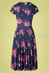 Vintage Chic for Topvintage - Pretty Floral swingjurk in blauw 4