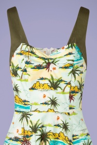 Banned Retro - 50s Tropical Palms Halter Swing Dress in Green 3
