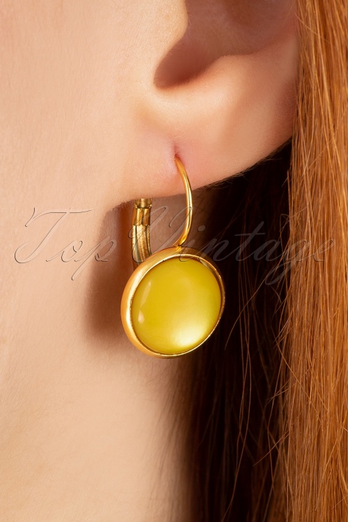 Urban Hippies - 60s Goldplated Dot Earrings in Dandelion Yellow