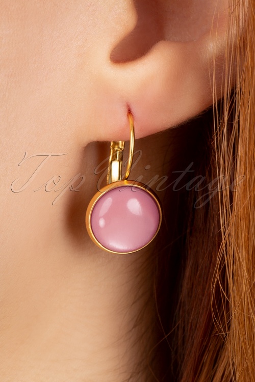 Urban Hippies - 60s Goldplated Dot Earrings in Blossom Pink