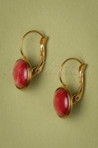 Urban Hippies - 60s Goldplated Dot Earrings in Red Marble 3