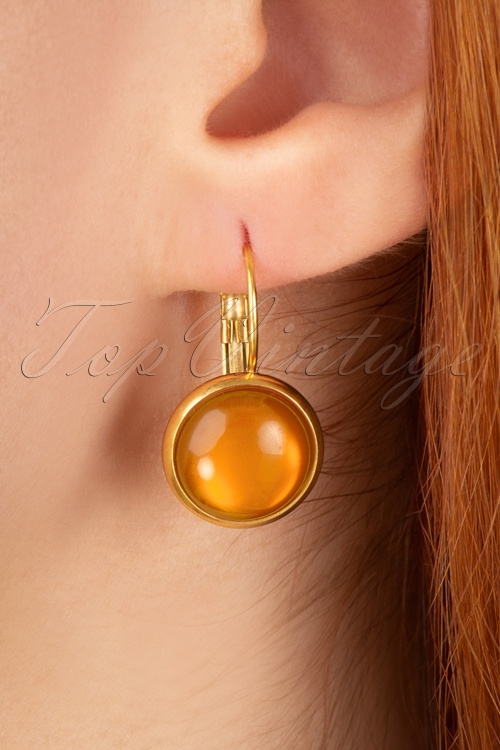 Urban Hippies - 60s Goldplated Dot Earrings in Marigold Orange
