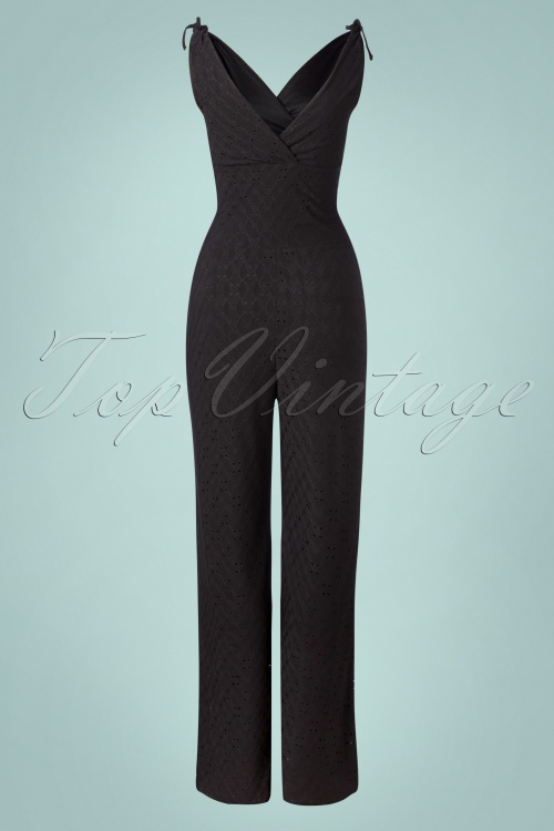 Vintage Chic for Topvintage - 70s Casey Broderie Jumpsuit in Black 3