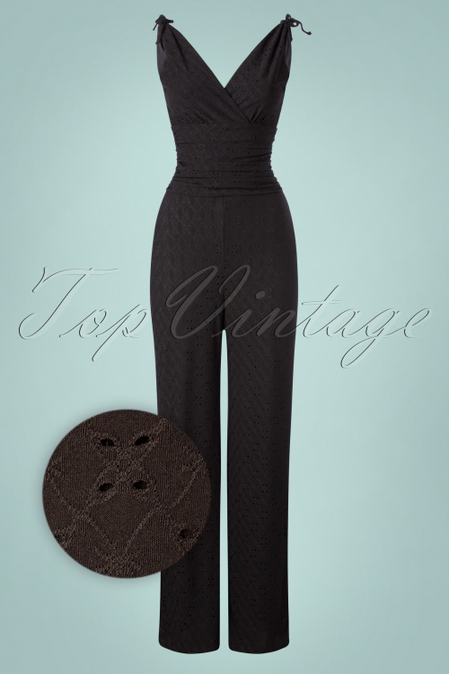 Vintage Chic for Topvintage - Casey Broderie Jumpsuit Années 70 en Noir 2