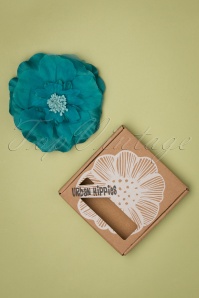 Urban Hippies - 70s Big Flower Corsage in Turquoise 3