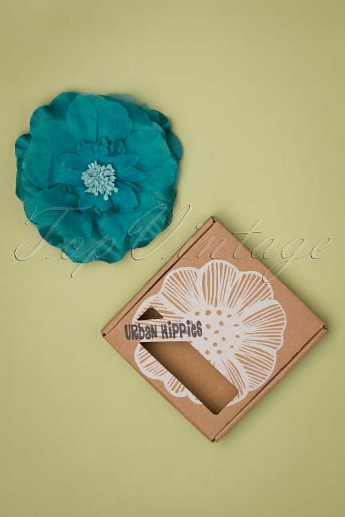 Urban Hippies - 70s Big Flower Corsage in Turquoise 3