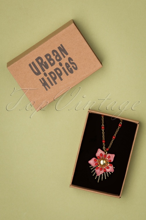 Urban Hippies - 70s Raio Necklace in Gold and Red 2