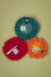 Urban Hippies - 70s Hair Flowers Set in Teal, Carrot and Bloodred 4